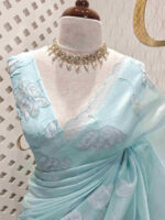 Organza with lotus applique and sequance work - Image 22