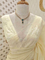 Organza with lotus applique and sequance work - Image 19