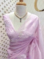 Organza with lotus applique and sequance work - Image 13