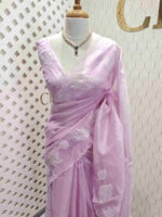 Organza with lotus applique and sequance work - Image 12