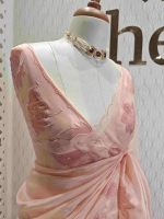Organza with lotus applique and sequance work - Image 7
