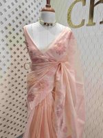 Organza with lotus applique and sequance work - Image 6