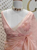 Organza with lotus applique and sequance work - Image 5
