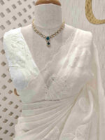 Organza with lotus applique and sequance work - Image 16