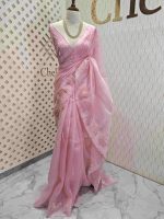 Organza with lotus applique and sequance work - Image 3