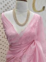 Organza with lotus applique and sequance work - Image 2