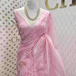 Organza with lotus applique and sequance work
