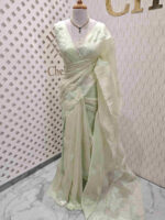 Organza with lotus applique and sequance work - Image 11