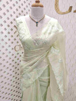 Organza with lotus applique and sequance work - Image 9