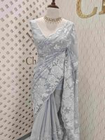 Organza with big and small embroidery - Image 6