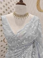 Organza with big and small embroidery - Image 8