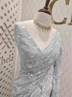 Organza with big and small embroidery - Image 5