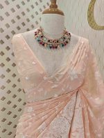 Organza with big and small embroidery - Image 14