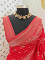Soft tussar banarasi lotus buds border - Image 20