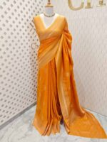 Soft tussar banarasi peacock feather butta - Image 15