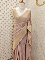 Soft tussar banarasi with 4 flower butta - Image 11