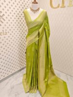 Soft tussar banarasi with 4 flower butta - Image 16
