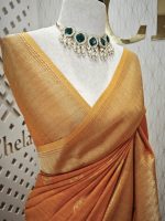 Soft tussar banarasi with 4 flower butta - Image 7