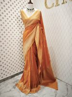 Soft tussar banarasi with 4 flower butta - Image 6