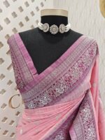 Soft tussar banarasi 5 petals silver butta - Image 13