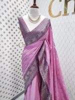 Soft tussar banarasi 5 petals silver butta
