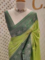 Soft tussar banarasi 5 petals silver butta - Image 9