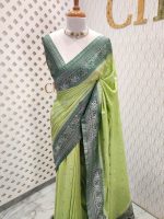 Soft tussar banarasi 5 petals silver butta - Image 8