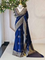 Soft tussar banarasi vein and floral border - Image 37