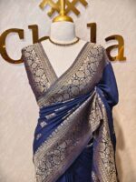Soft tussar banarasi vein and floral border - Image 35