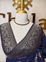 Soft tussar banarasi vein and floral border - Image 36