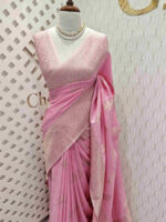 Soft tussar banarasi vein and floral border - Image 29
