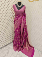 Soft tussar banarasi with big flower and thin veins - Image 16