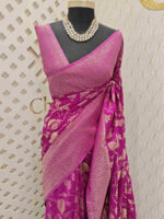 Soft tussar banarasi with big flower and thin veins - Image 17