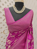 Soft tussar banarasi with big flower and thin veins - Image 18