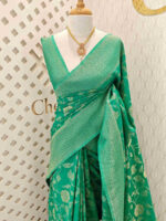 Soft tussar banarasi with big flower and thin veins - Image 19