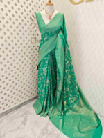 Soft tussar banarasi with big flower and thin veins - Image 21