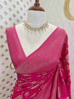 Soft tussar banarasi with big flower and thin veins - Image 6