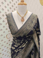 Soft tussar banarasi with vertical bend flowers - Image 39