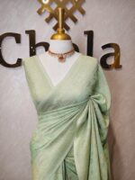 Soft tussar banarasi with vertical bend flowers - Image 40