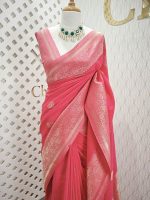 Soft tussar banarasi with spear shape butta - Image 8