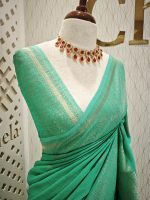 Soft tussar banarasi with spear shape butta - Image 7