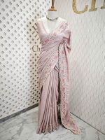 Semi tussar with double shade rose embroidery - Image 20