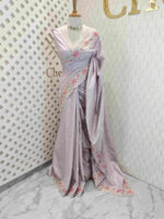 Semi tussar with double shade rose embroidery - Image 24