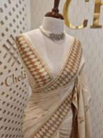 Tussar with loving bird body and diamond border - Image 4