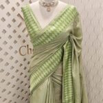 Tussar with loving bird body and diamond border