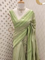 Tussar with loving bird body and diamond border