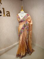 Tussar with floral cross stitch border and butta - Image 9