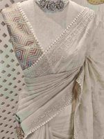 Tissue silk with digital print and flower thread work - Image 20
