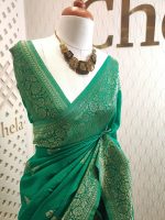 Soft tussar banarasi vein and floral border - Image 2