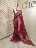 Soft tussar banarasi vein and floral border - Image 10